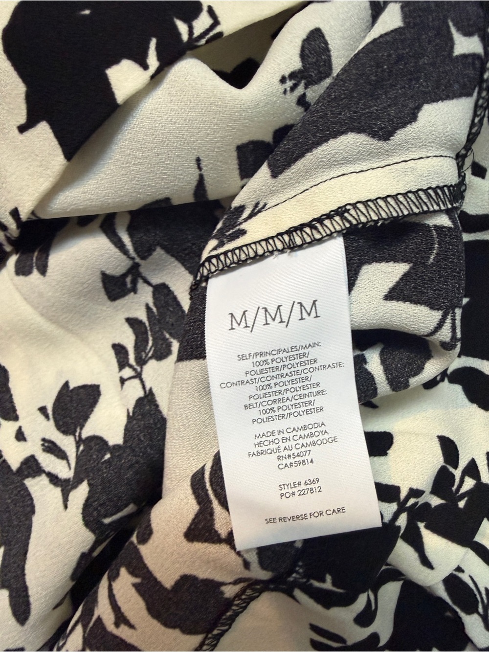 Cabi X-Factor Dress 6369 Black White Floral Geometric Faux Wrap Mini Medium NEW - Picture 10 of 10